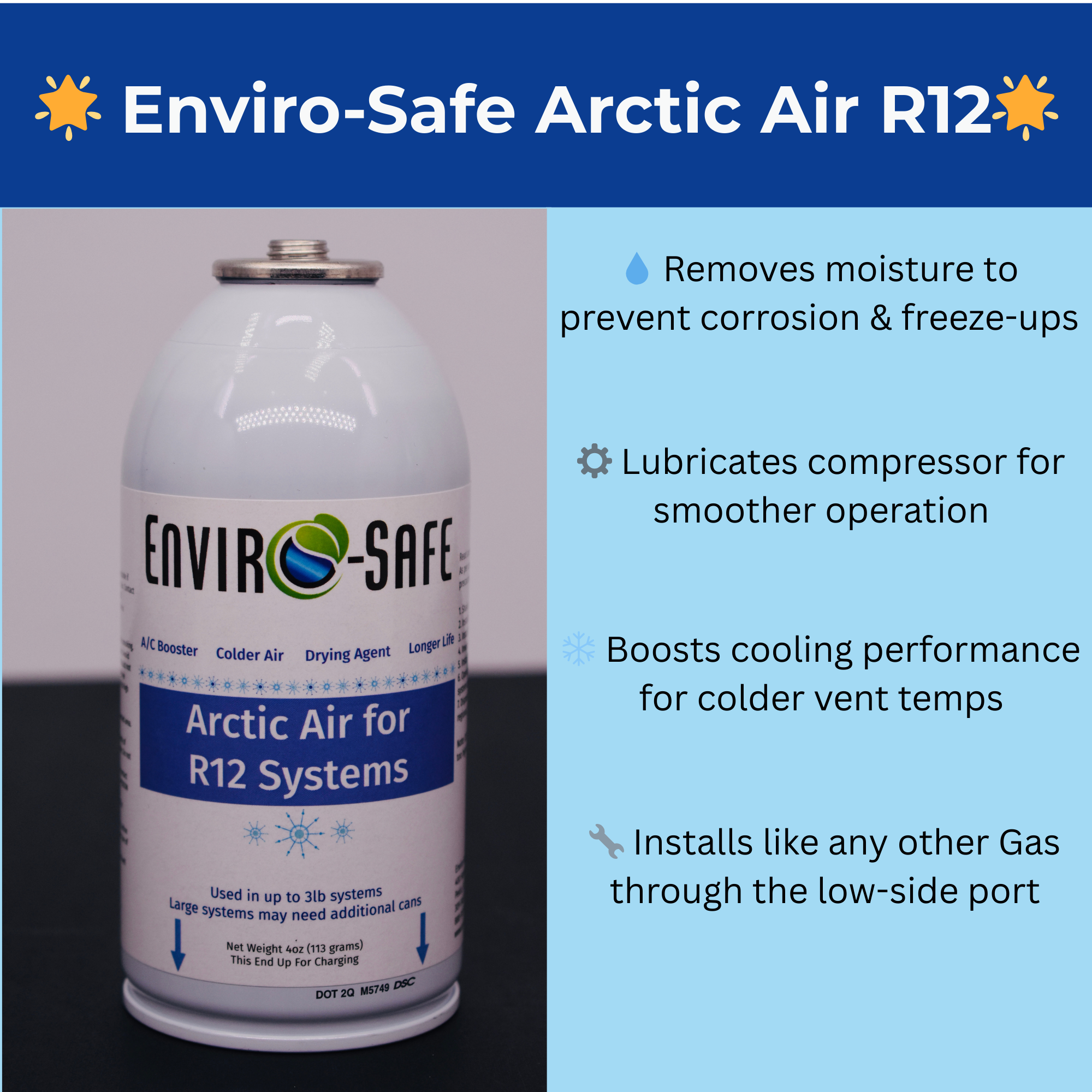 Arctic Air for R12 Systems – 2 × 4 oz Cans – A/C Booster & Moisture Remover