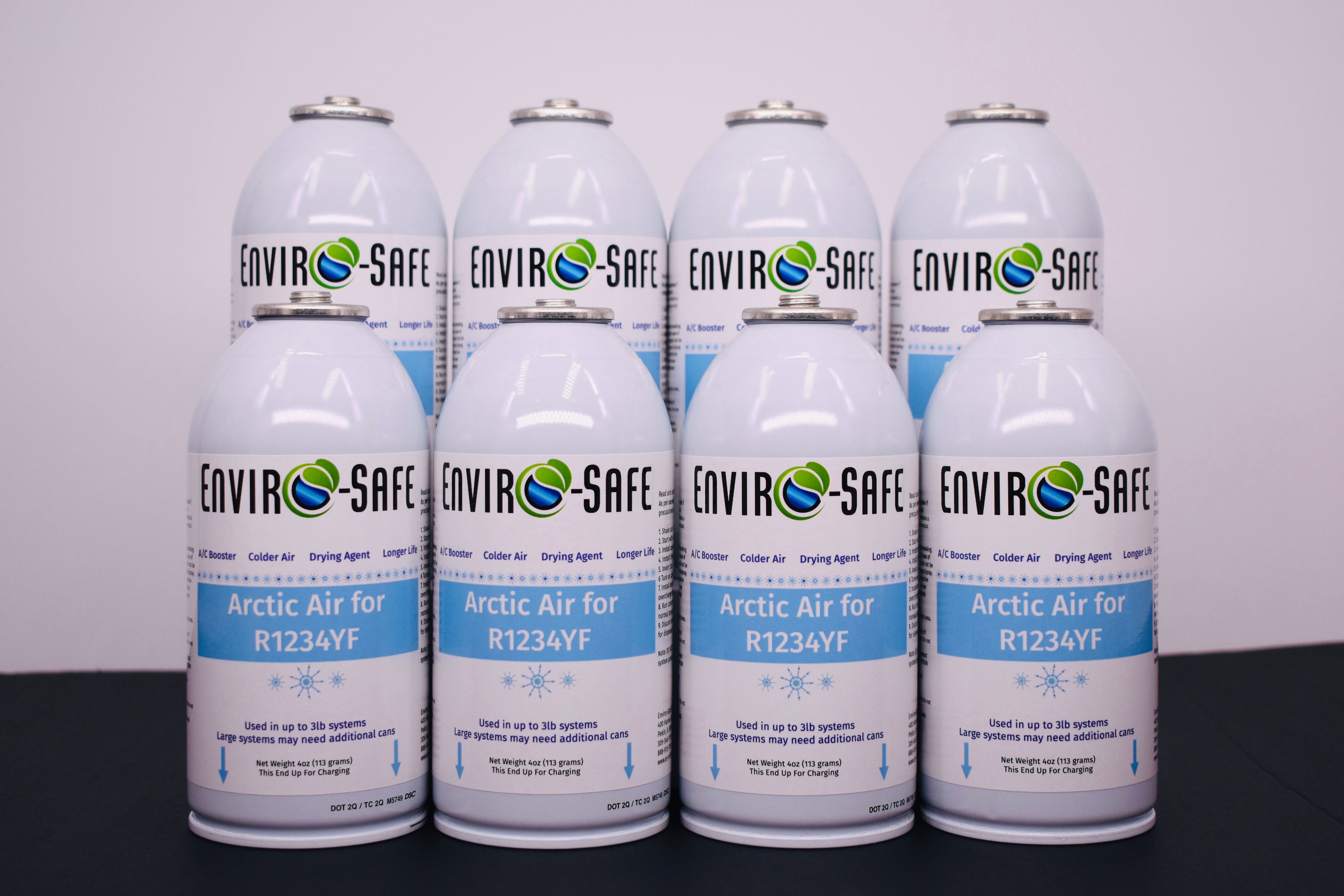 Arctic Air for R1234yf Systems – 8 × 4oz Cans – AC Booster + Drying Agent – Colder Air, Reduces Moisture, Extends A/C Life