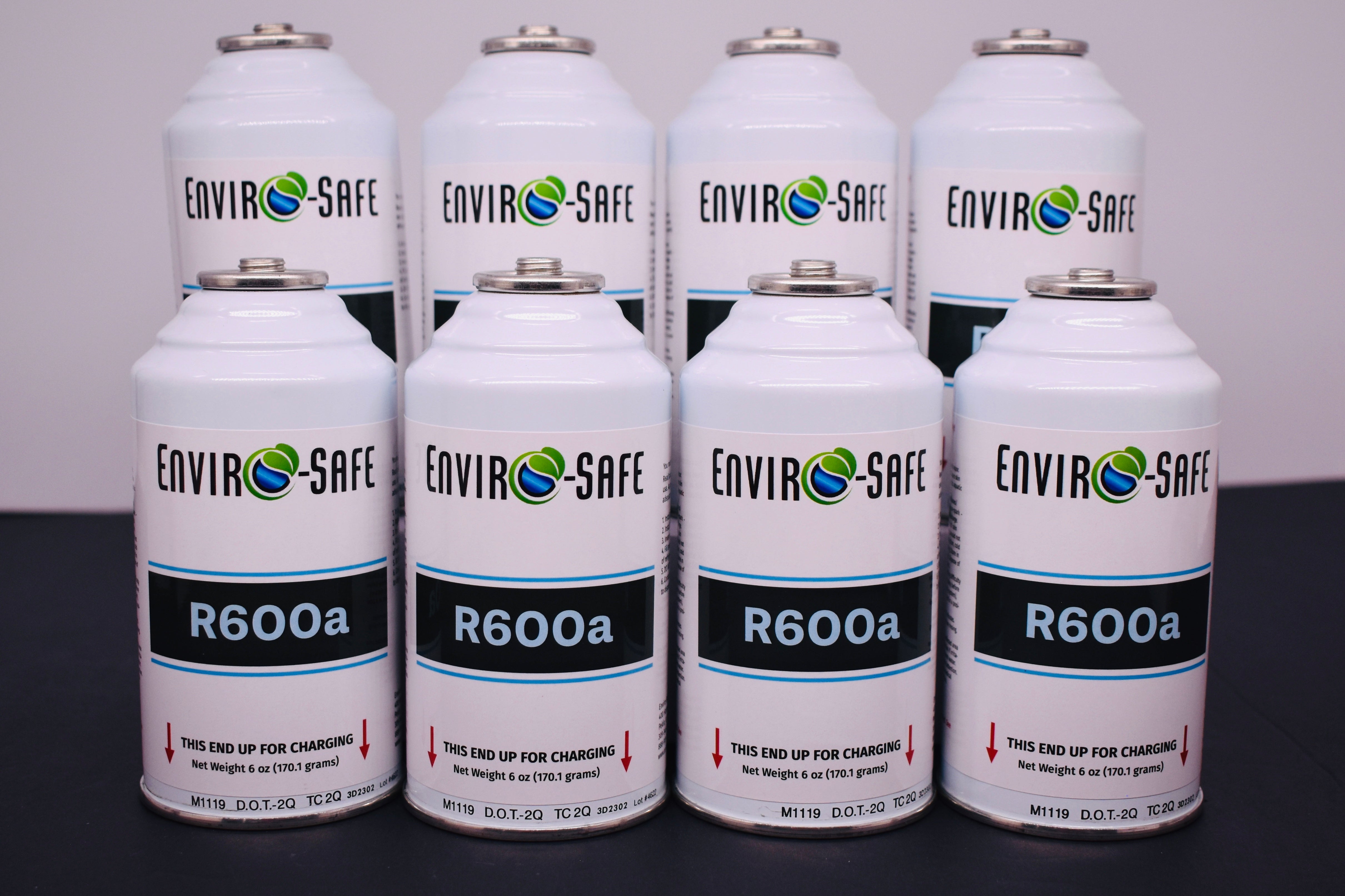 8 Cans R600a Refrigerant – 6 oz Inverted Piercing Cans, 99.7% Purity, EPA Approved