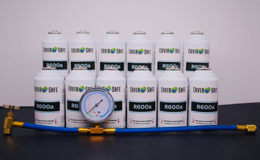 12 cans of R600a Refrigerant – 6 oz Inverted Piercing Cans, 99.7% Purity, EPA Approved