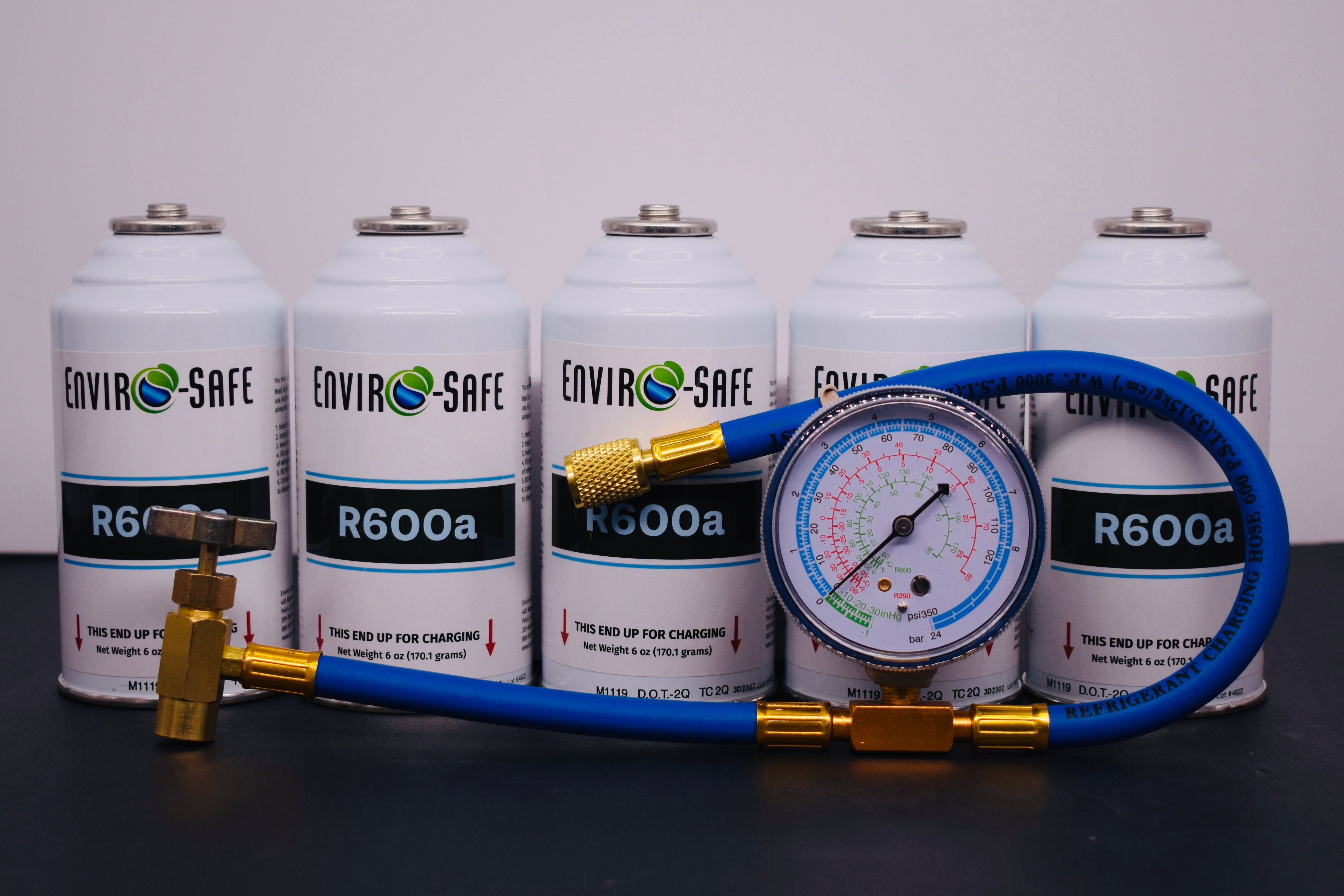 5 Cans R600a Refrigerant – 6 oz Inverted Piercing Cans, 99.7% Purity, EPA Approved