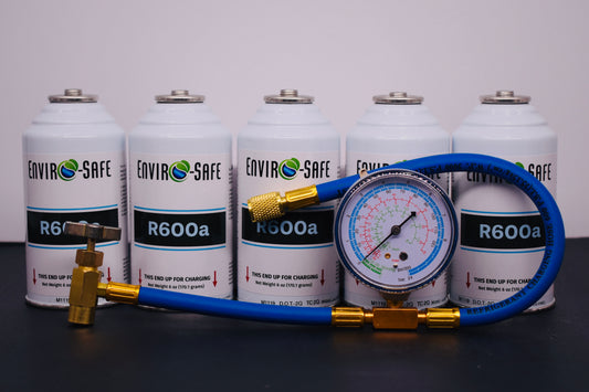 5 Cans R600a Refrigerant – 6 oz Inverted Piercing Cans, 99.7% Purity, EPA Approved