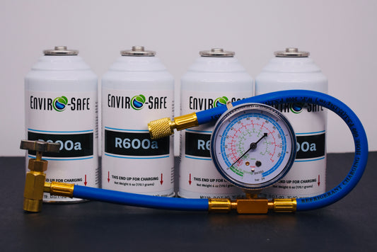 4 Cans R600a Refrigerant – 6 oz Inverted Piercing Cans, 99.7% Purity, EPA Approved