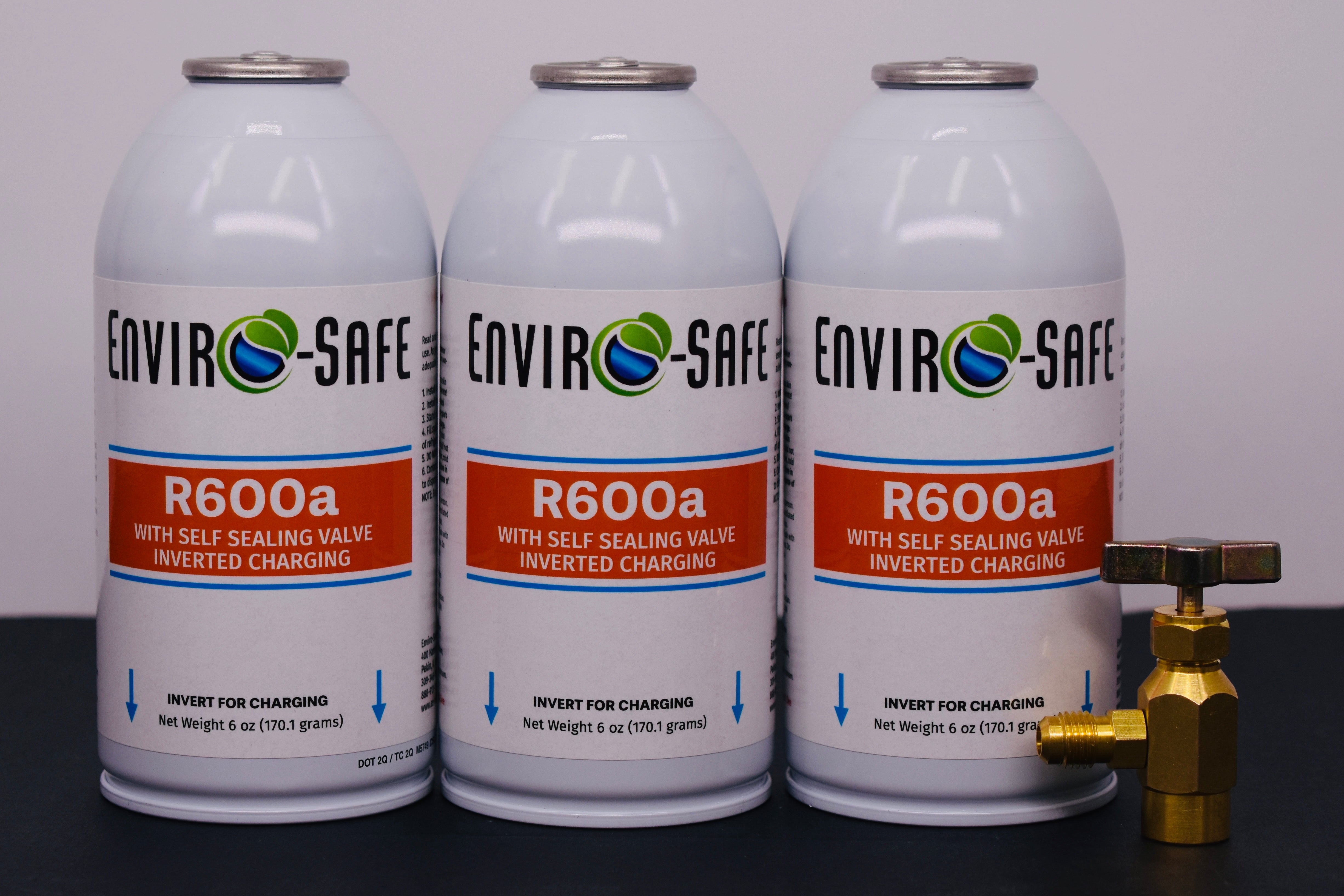 R600a Inverted Self-Sealing Valve Refrigerant β 3 Can Pack (6oz Each)