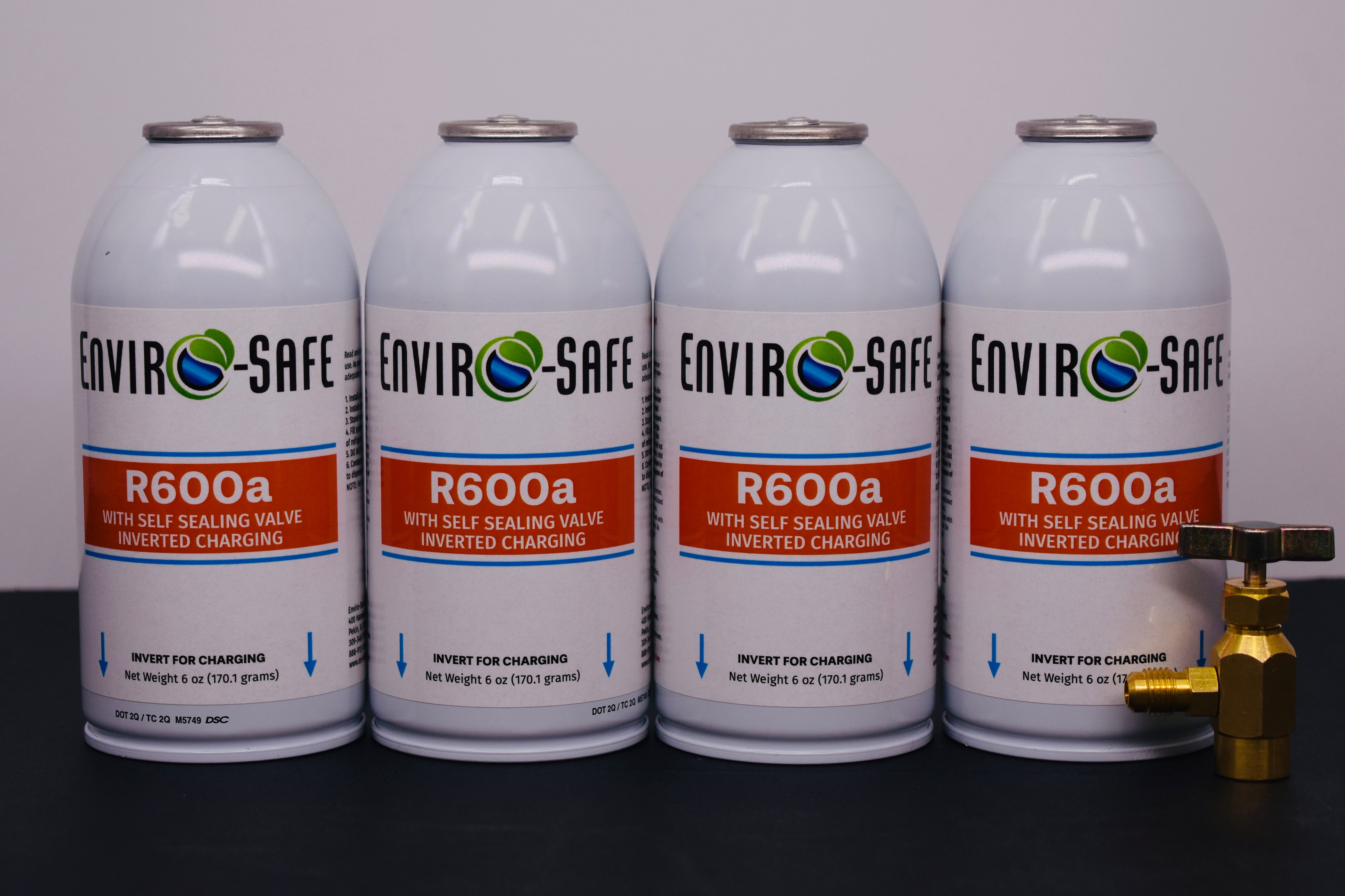 R600a Inverted Self-Sealing Valve Refrigerant β 4 Can Pack (6oz Each)