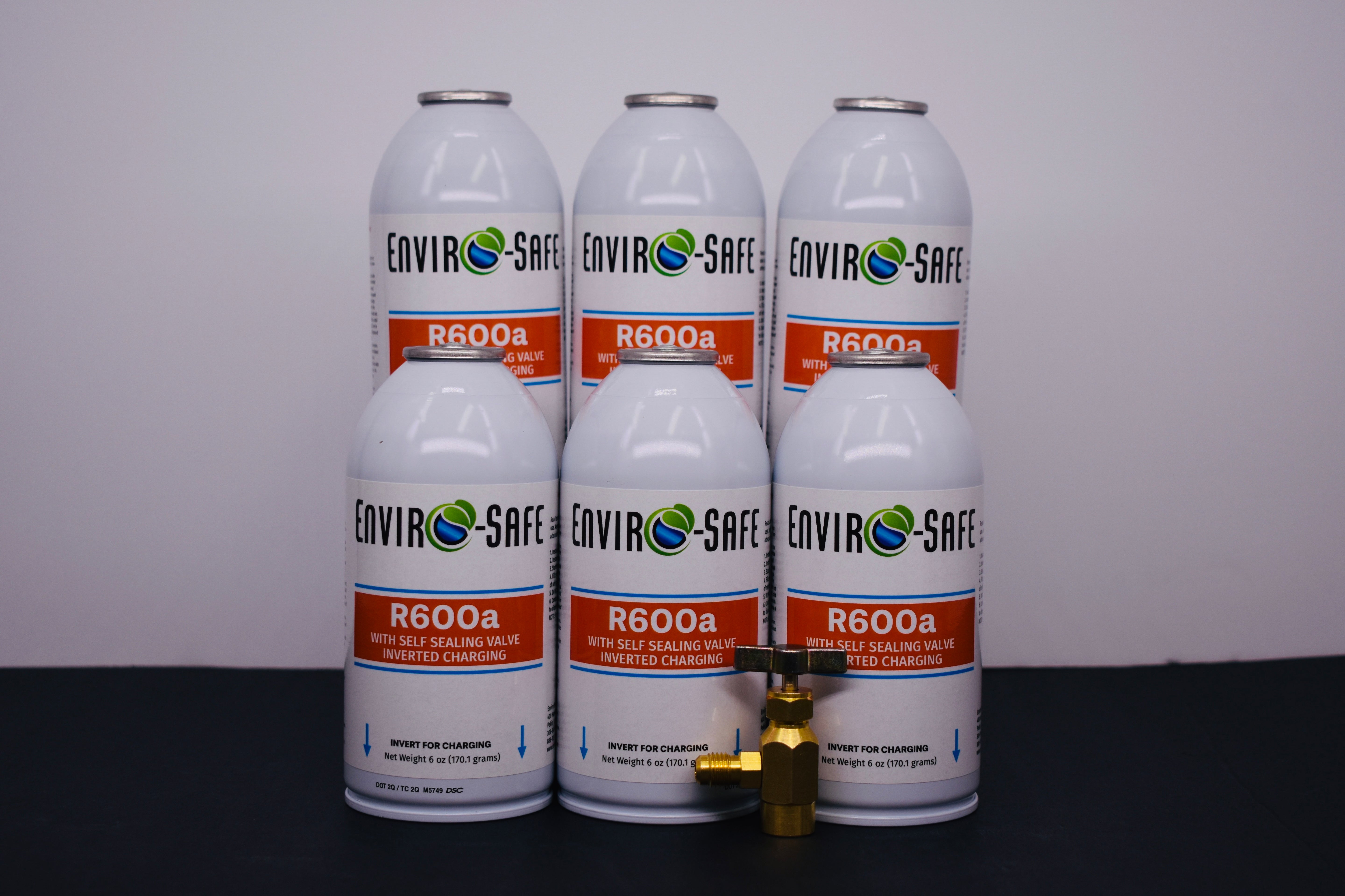 R600a Inverted Self-Sealing Valve Refrigerant β 6 Can Pack (6oz Each)