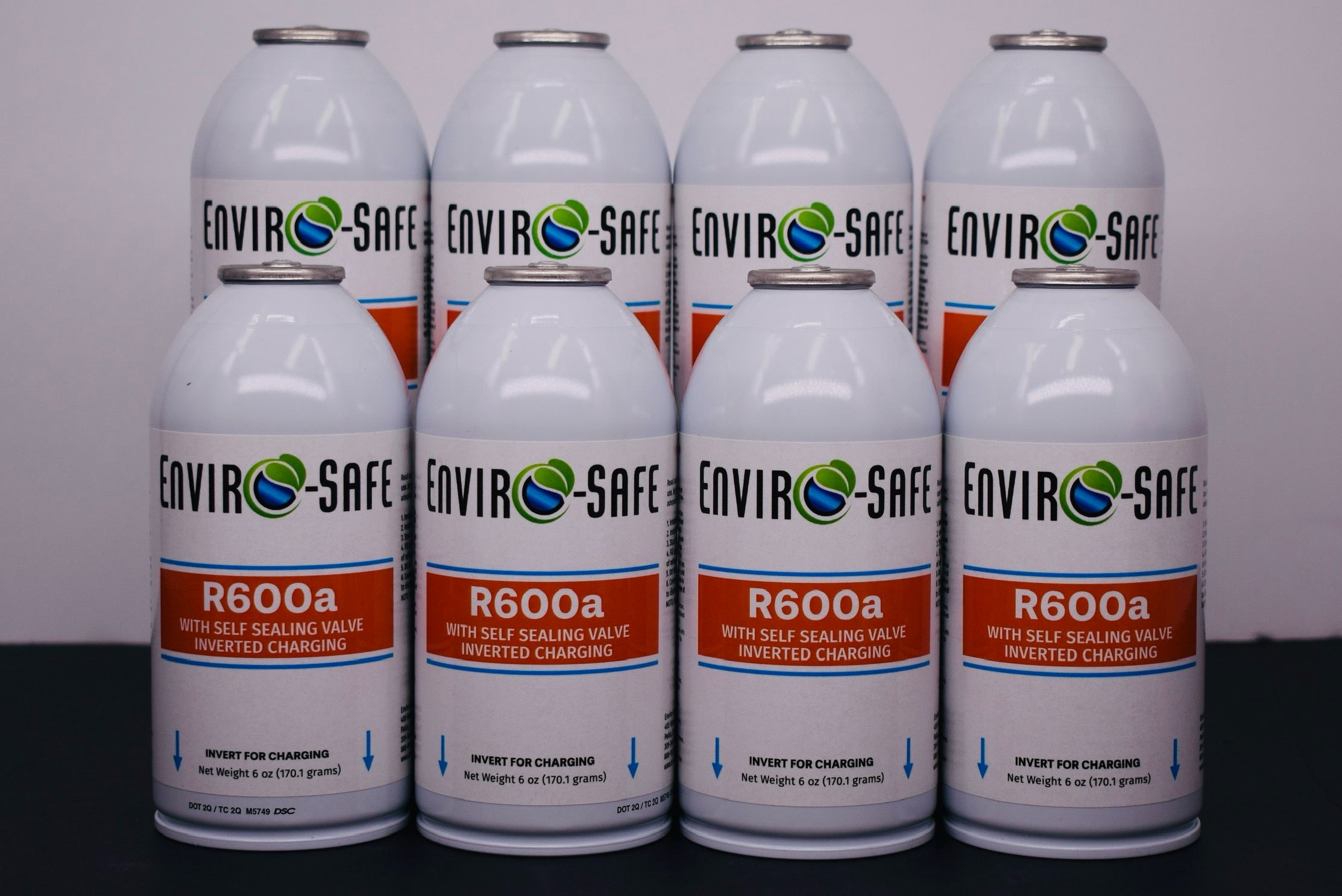 R600a Inverted Self-Sealing Valve Refrigerant – 8 Can Pack (6oz Each)