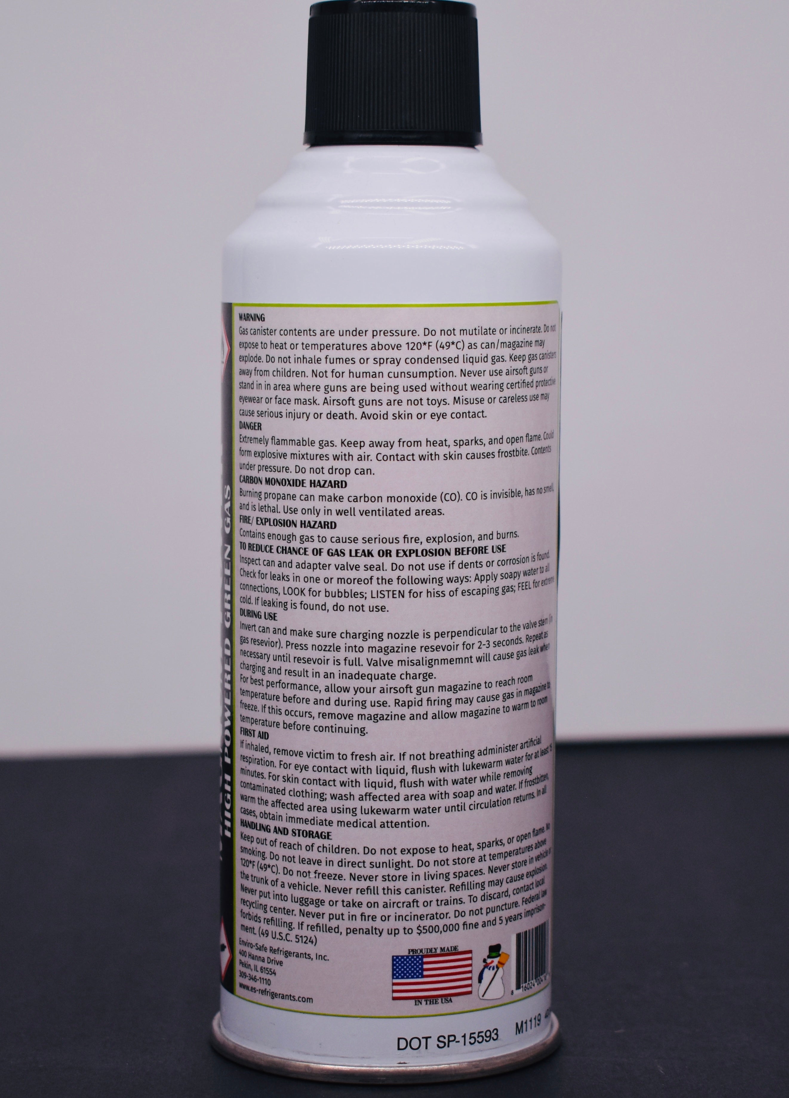 Enviro-Safe Green Gas for Airsoft Guns β 4 Cans, 13.5 oz Each | Premium Airsoft Propellant with Silicone Oil | Made in USA