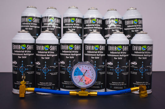 Industrial SUV 12 Cans x 8oz R134a Replacement | EPA Approved Hydrocarbon Refrigerant | For Large A/C Systems