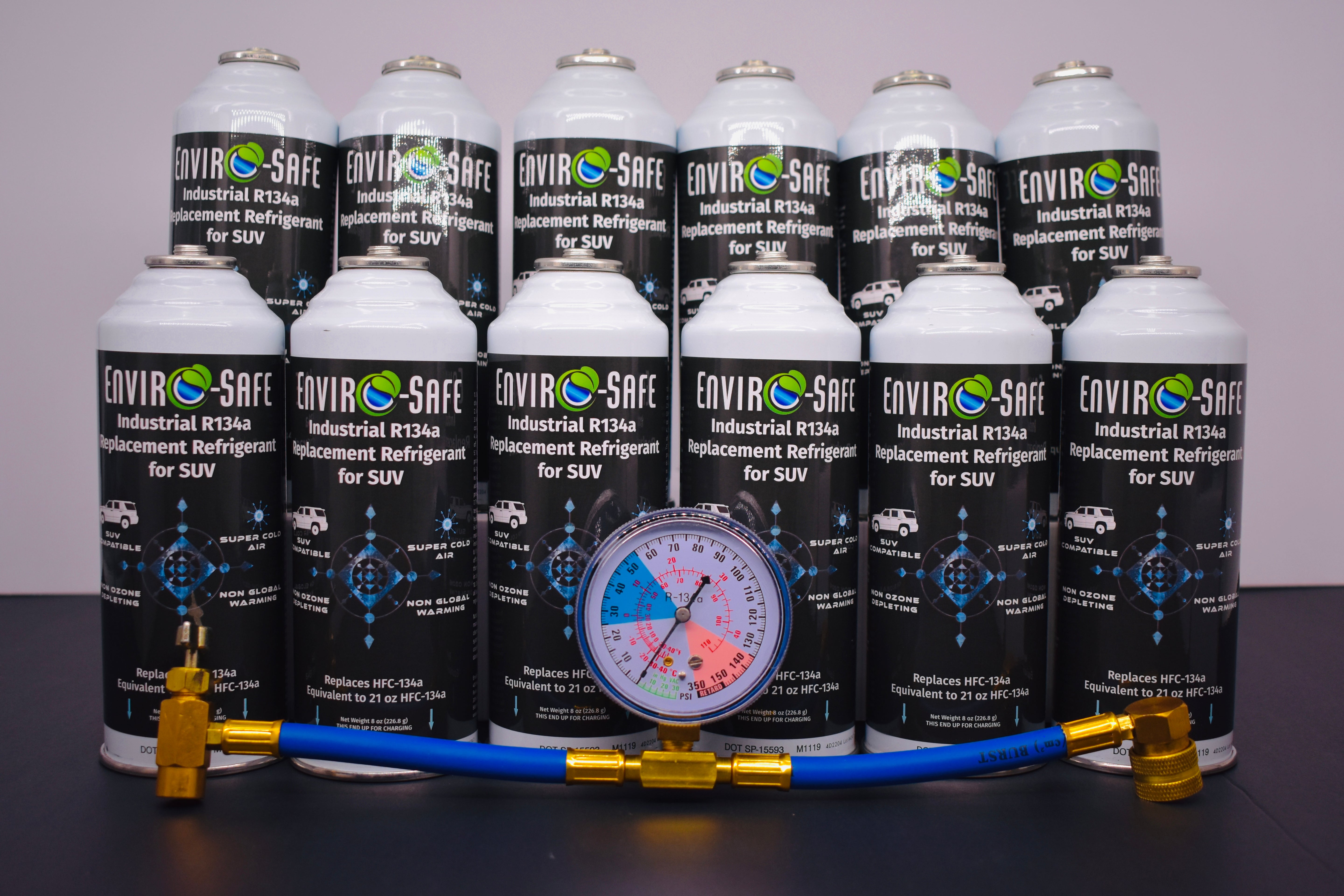 Industrial SUV 12 Cans x 8oz R134a Replacement | EPA Approved Hydrocarbon Refrigerant | For Large A/C Systems