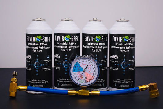 Industrial SUV 4 Cans x 8oz R134a Replacement | EPA Approved Hydrocarbon Refrigerant | For Large A/C Systems