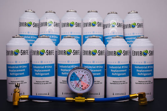 Industrial R134a Replacement Refrigerant 12 Cans × 8 oz | EPA-Approved Hydrocarbon | Colder Cooling Performance