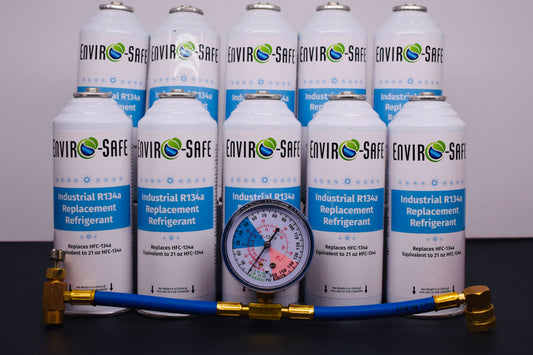Industrial R134a Replacement Refrigerant 10 Cans × 8 oz | EPA-Approved Hydrocarbon | Colder Cooling Performance