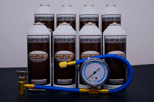 R290 Refrigerant – 8oz Can with Piercing Valve | 8-Can Pack | EPA Approved Hydrocarbon