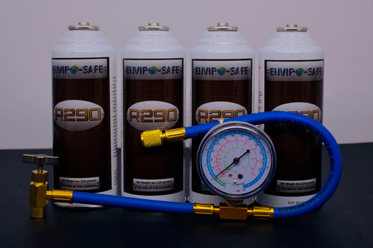 R290 Refrigerant – 8oz Can with Piercing Valve | 4-Can Pack | EPA Approved Hydrocarbon