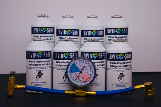 R134a Replacement Refrigerant with Dye – 8 × 6 oz Cans – Eco-Friendly A/C Recharge & Leak Detection