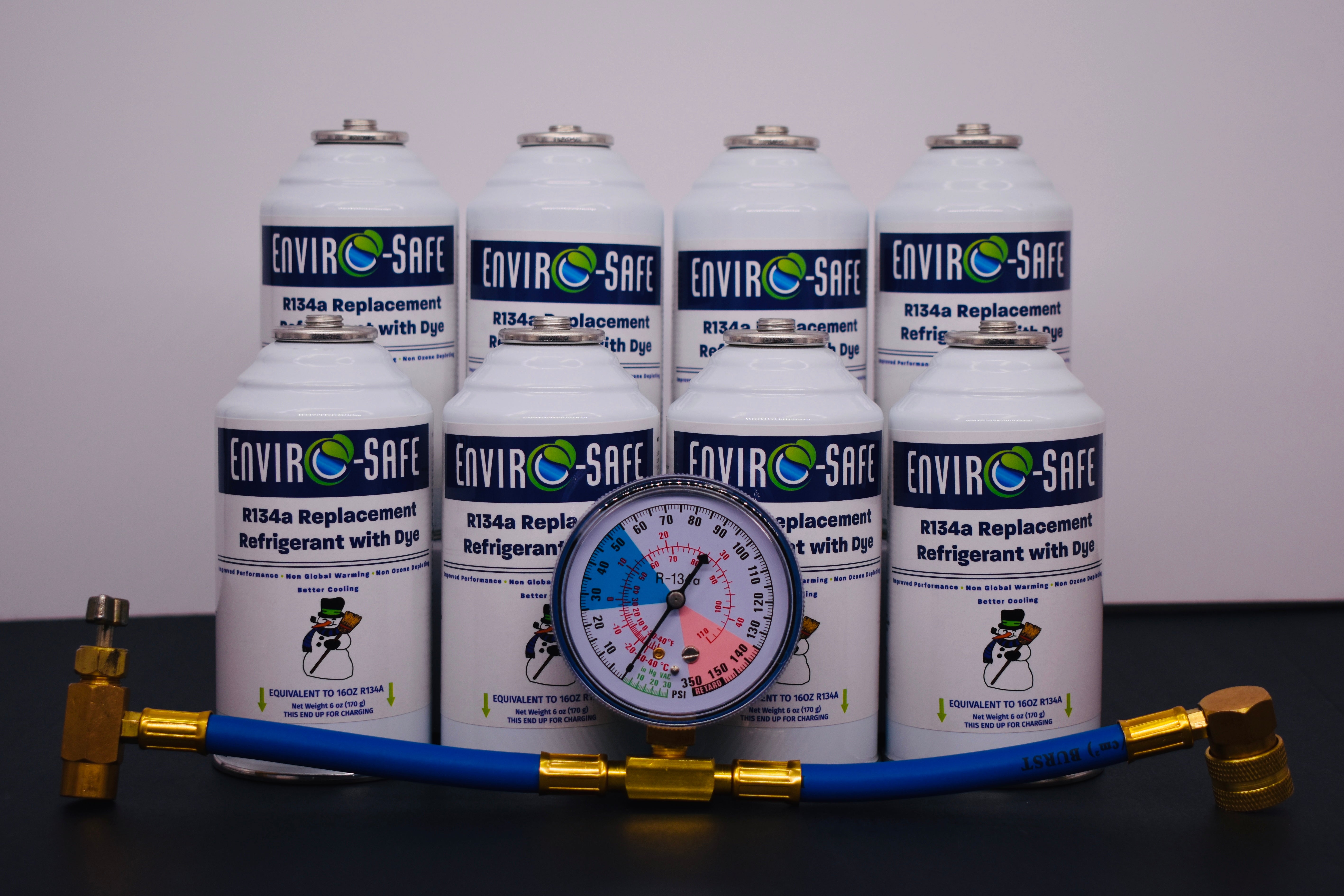 R134a Replacement Refrigerant with Dye – 8 × 6 oz Cans – Eco-Friendly A/C Recharge & Leak Detection