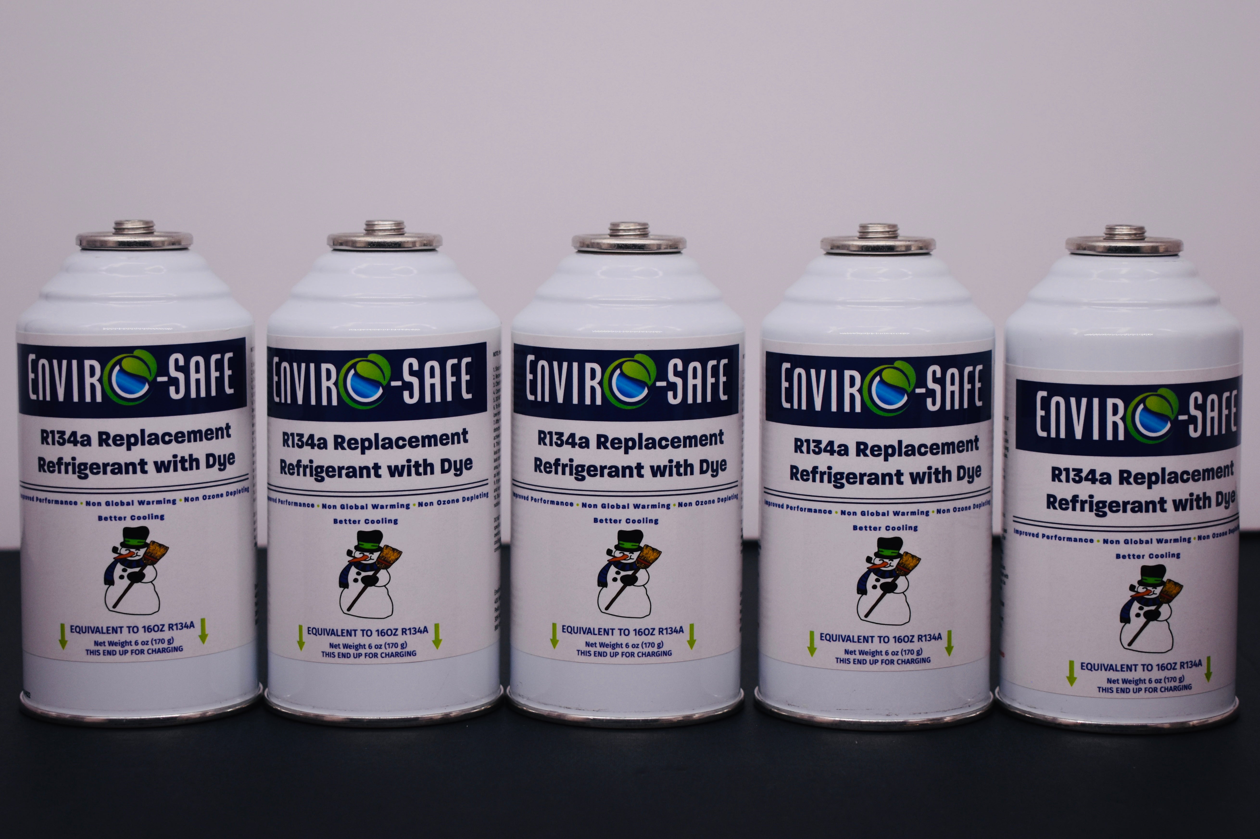 R134a Replacement Refrigerant with Dye – 5 × 6 oz Cans – Eco-Friendly A/C Recharge & Leak Detection