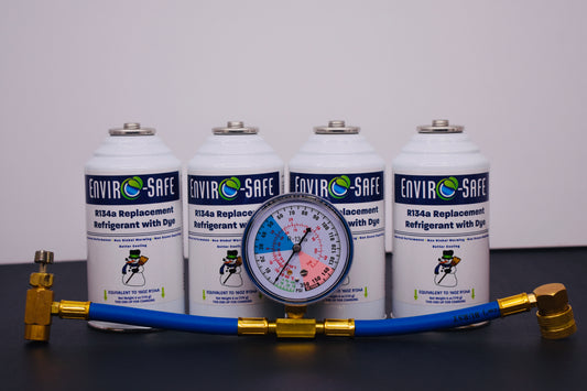 R134a Replacement Refrigerant with Dye – 4 × 6 oz Cans – Eco-Friendly A/C Recharge & Leak Detection