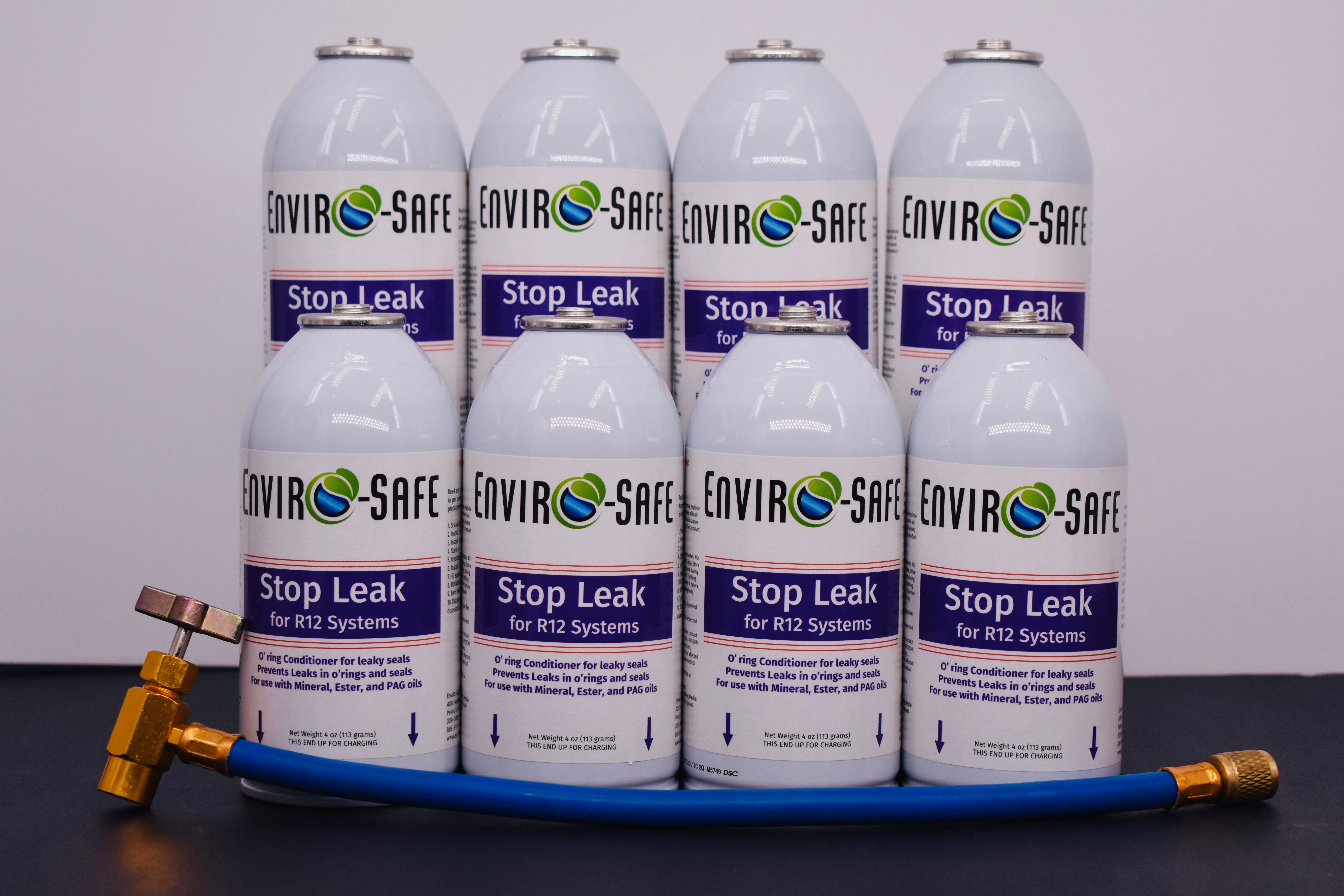 StopLeak for R12 Systems – 8 × 4 oz Cans – Reconditions O-Rings & Seals | Enviro-Safe Automotive A/C Additive