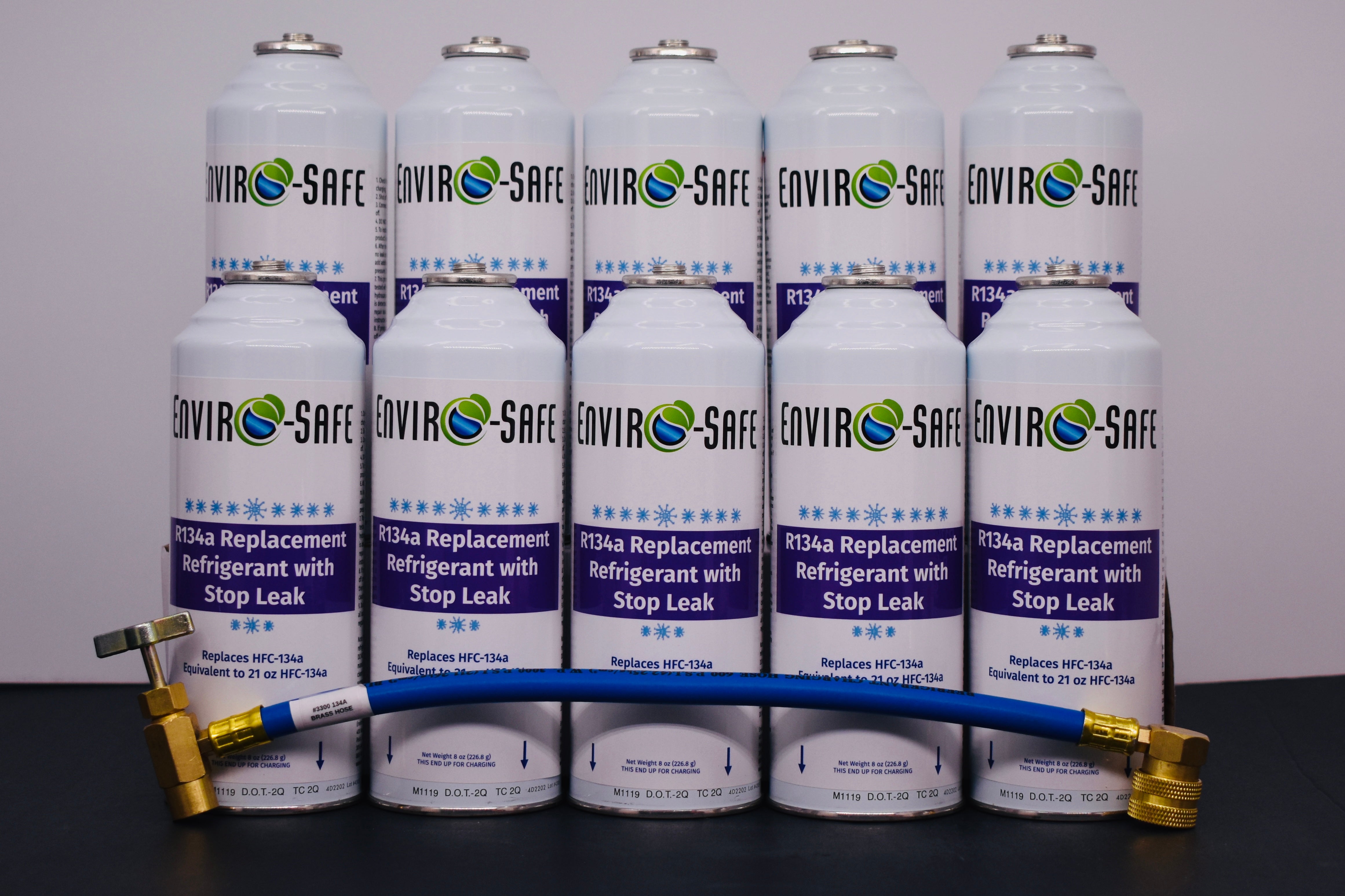 Enviro-Safe R134a Replacement Refrigerant with Stop Leak – 10 Can(s), 8 oz Each | Better Cooling, Lower Cost, Leak Protection