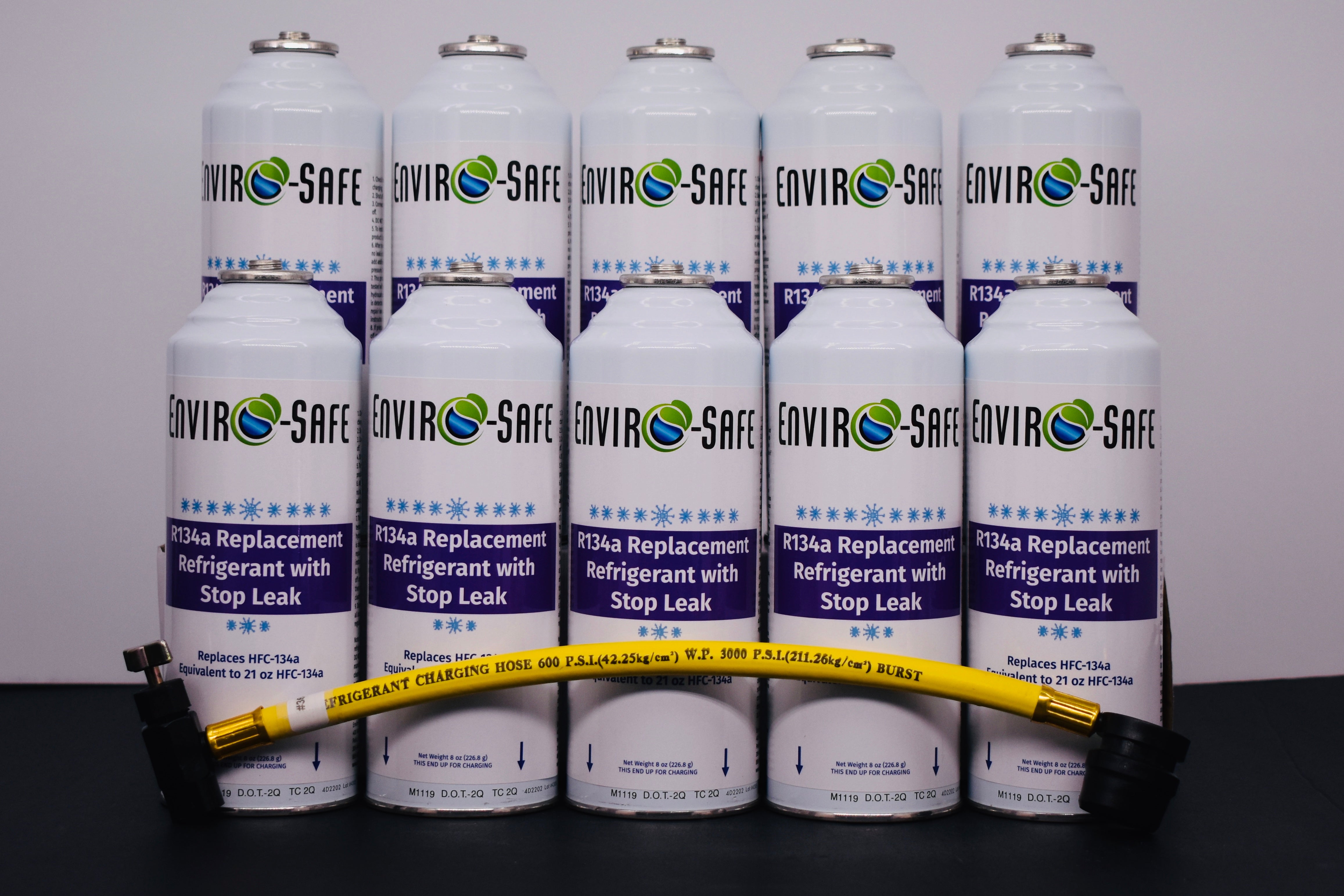 Enviro-Safe R134a Replacement Refrigerant with Stop Leak – 10 Can(s), 8 oz Each | Better Cooling, Lower Cost, Leak Protection
