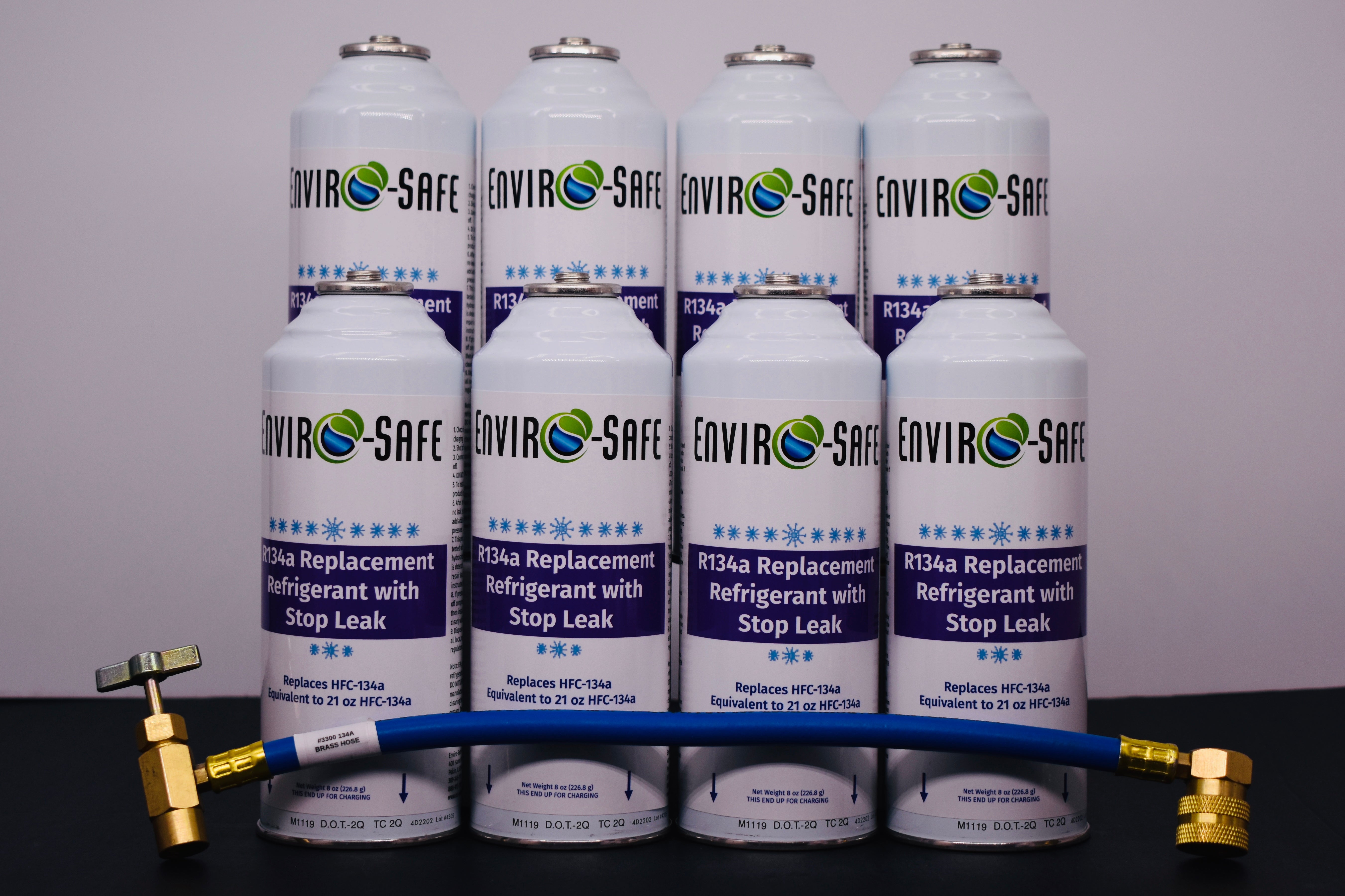 Enviro-Safe R134a Replacement Refrigerant with Stop Leak – 8 Can(s), 8 oz Each | Better Cooling, Lower Cost, Leak Protection