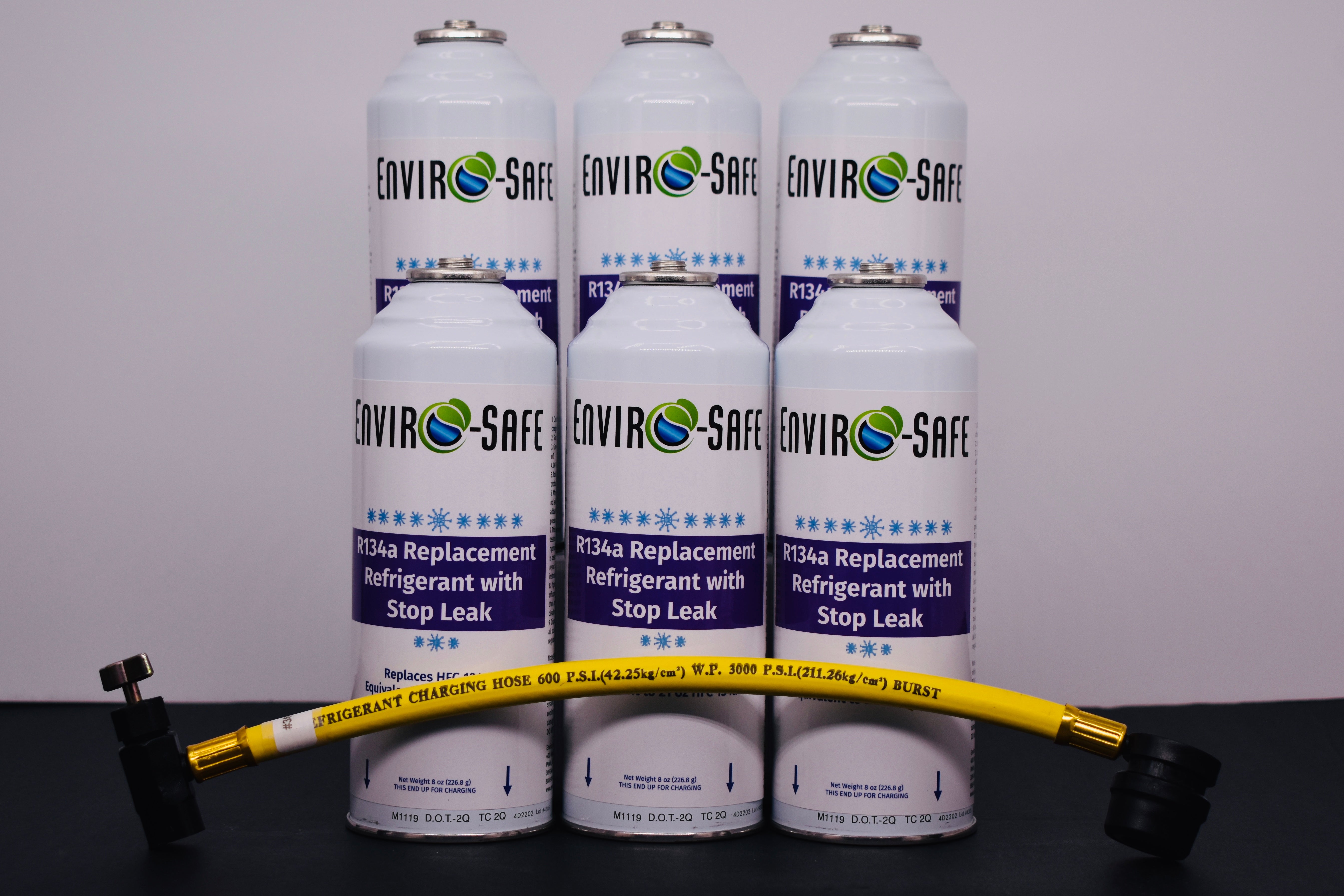 Enviro-Safe R134a Replacement Refrigerant with Stop Leak – 6 Can(s), 8 oz Each | Better Cooling, Lower Cost, Leak Protection
