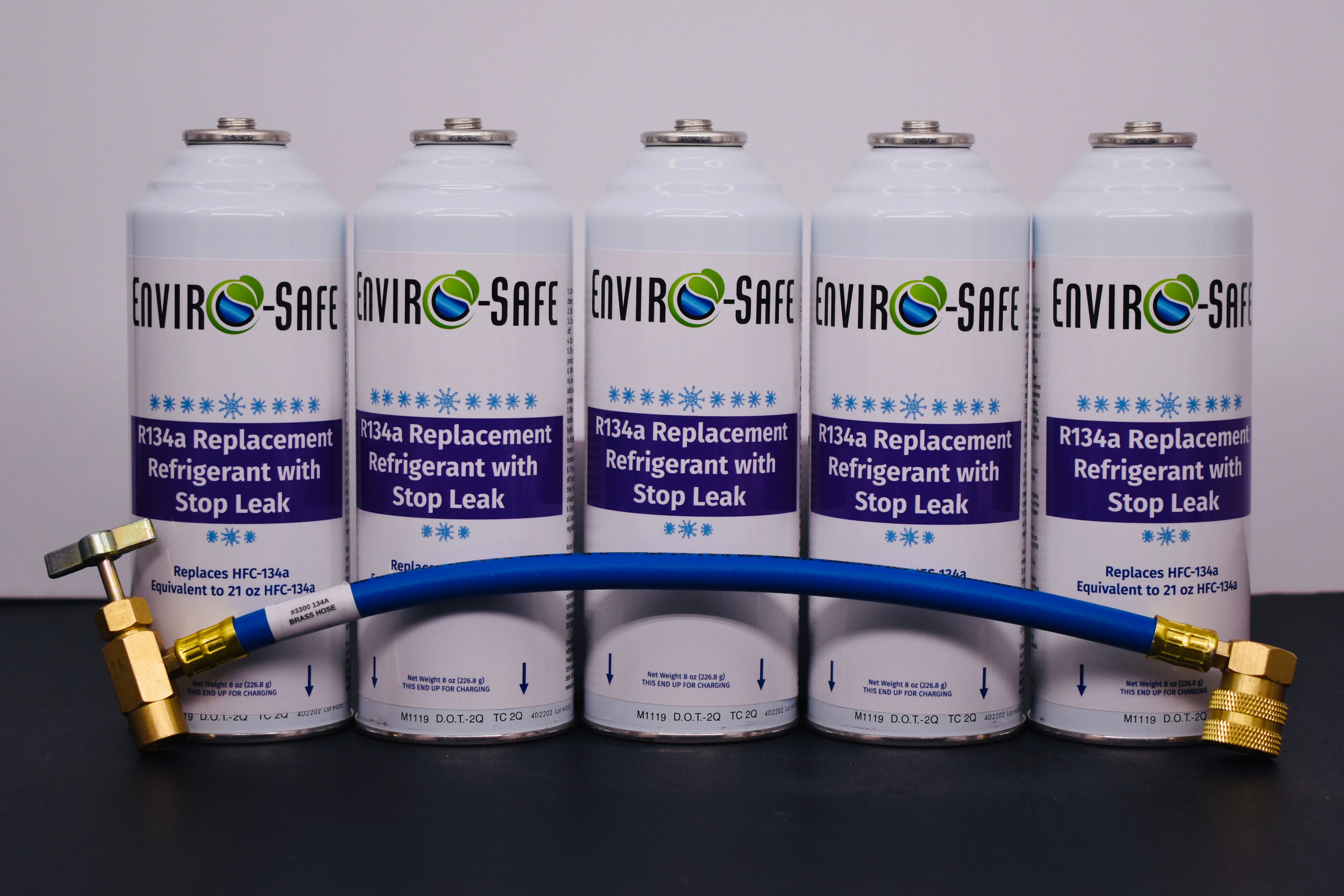 Enviro-Safe R134a Replacement Refrigerant with Stop Leak – 5 Can(s), 8 oz Each | Better Cooling, Lower Cost, Leak Protection