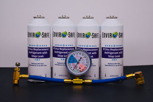 Enviro-Safe R134a Replacement Refrigerant with Stop Leak – 4 Can(s), 8 oz Each | Better Cooling, Lower Cost, Leak Protection