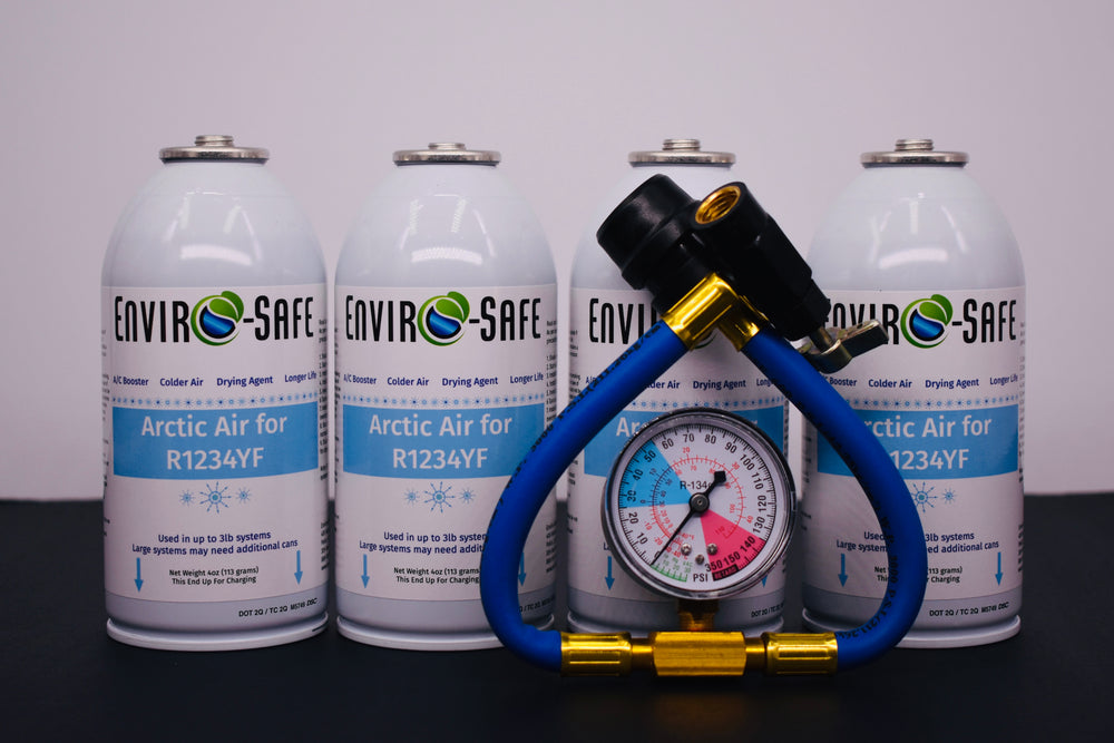 Arctic Air for R1234yf Systems – 4 × 4oz Cans – AC Booster + Drying Agent – Colder Air, Reduces Moisture, Extends A/C Life