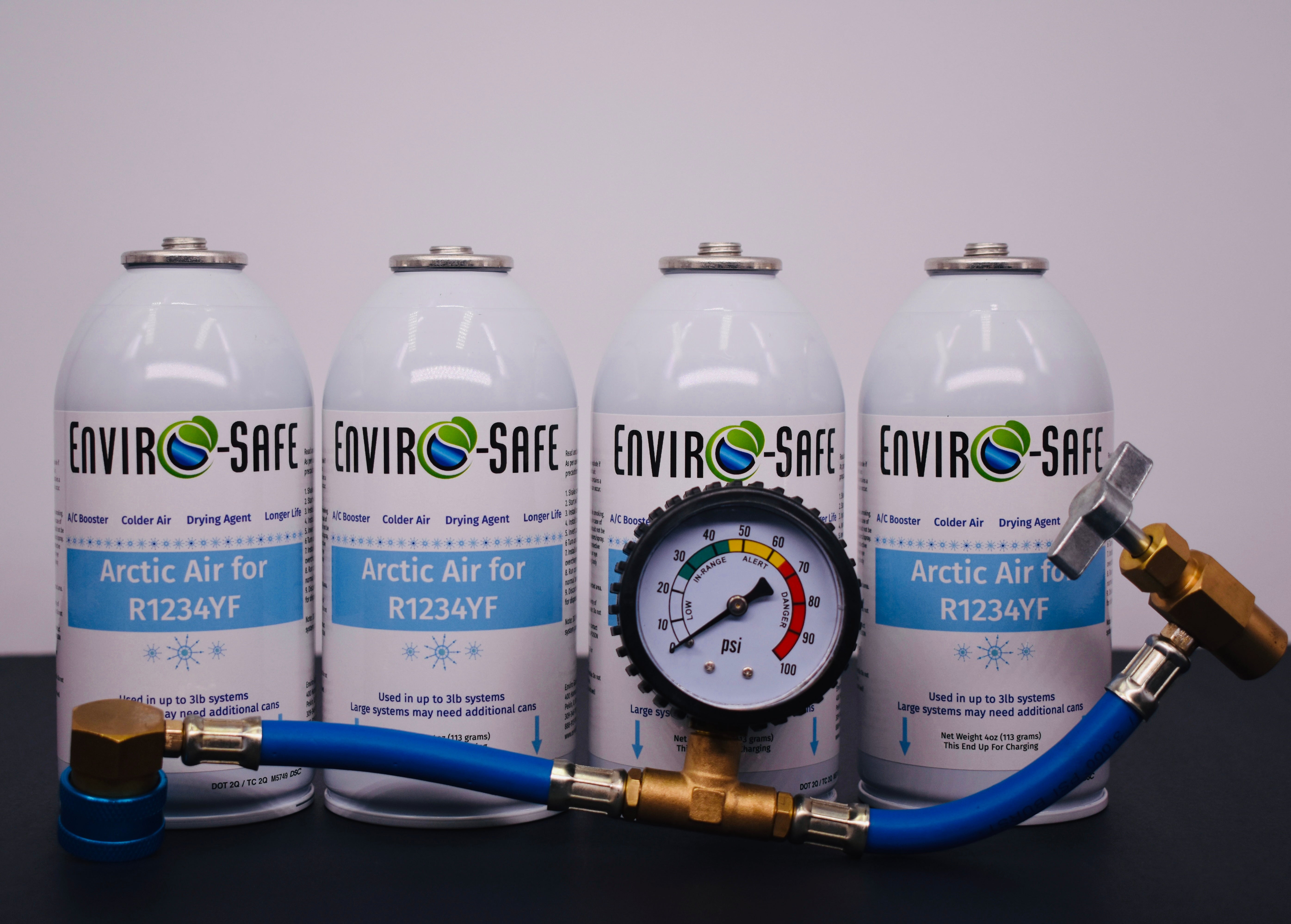 Arctic Air for R1234yf Systems – 4 × 4oz Cans – AC Booster + Drying Agent – Colder Air, Reduces Moisture, Extends A/C Life