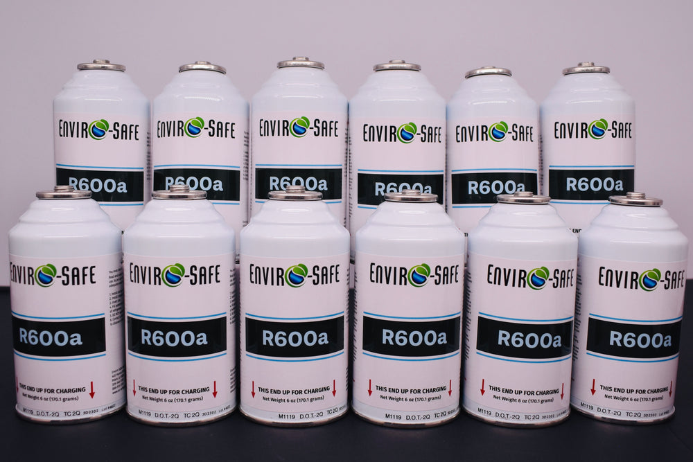 12 cans of R600a Refrigerant – 6 oz Inverted Piercing Cans, 99.7% Purity, EPA Approved