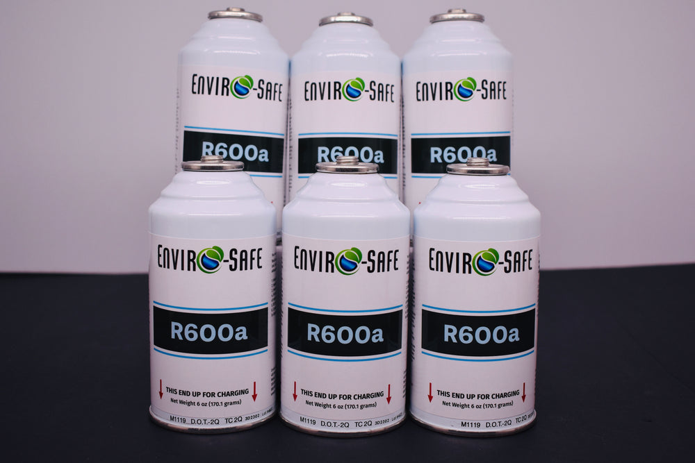 6 Cans R600a Refrigerant – 6 oz Inverted Piercing Cans, 99.7% Purity, EPA Approved