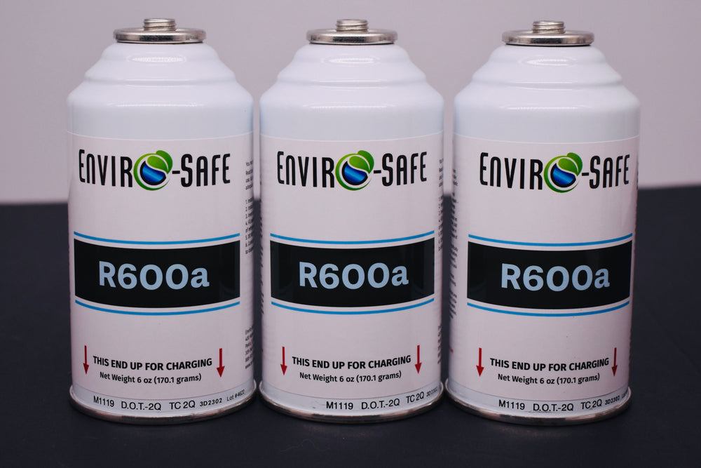 3 Cans R600a Refrigerant – 6 oz Inverted Piercing Cans, 99.7% Purity, EPA Approved