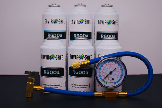 6 Cans R600a Refrigerant – 6 oz Inverted Piercing Cans, 99.7% Purity, EPA Approved