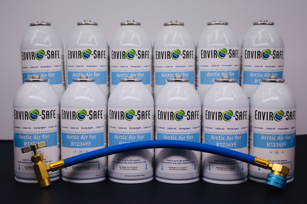 Arctic Air for R1234yf Systems – 12 × 4oz Cans – AC Booster + Drying Agent – Colder Air, Reduces Moisture, Extends A/C Life