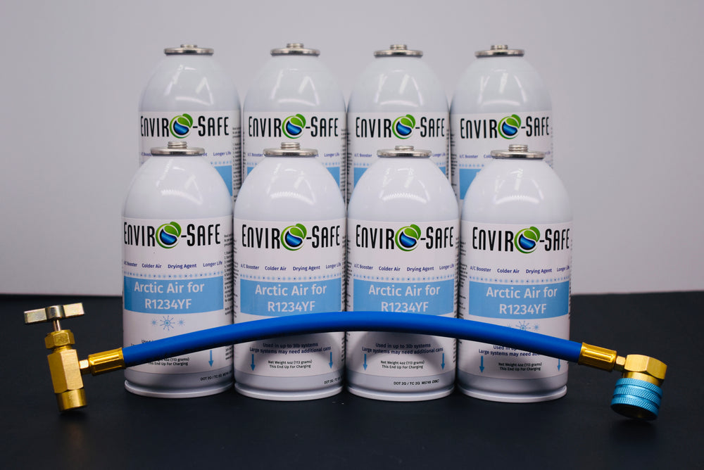 Arctic Air for R1234yf Systems – 8 × 4oz Cans – AC Booster + Drying Agent – Colder Air, Reduces Moisture, Extends A/C Life