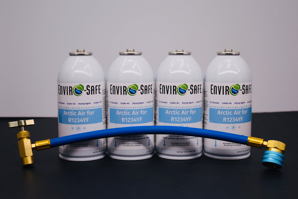 Arctic Air for R1234yf Systems – 4 × 4oz Cans – AC Booster + Drying Agent – Colder Air, Reduces Moisture, Extends A/C Life