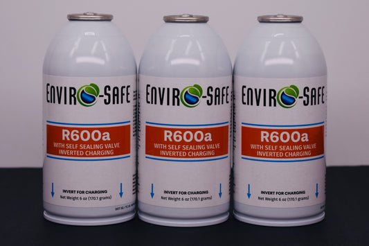 R600a Inverted Self-Sealing Valve Refrigerant – 3 Can Pack (6oz Each)