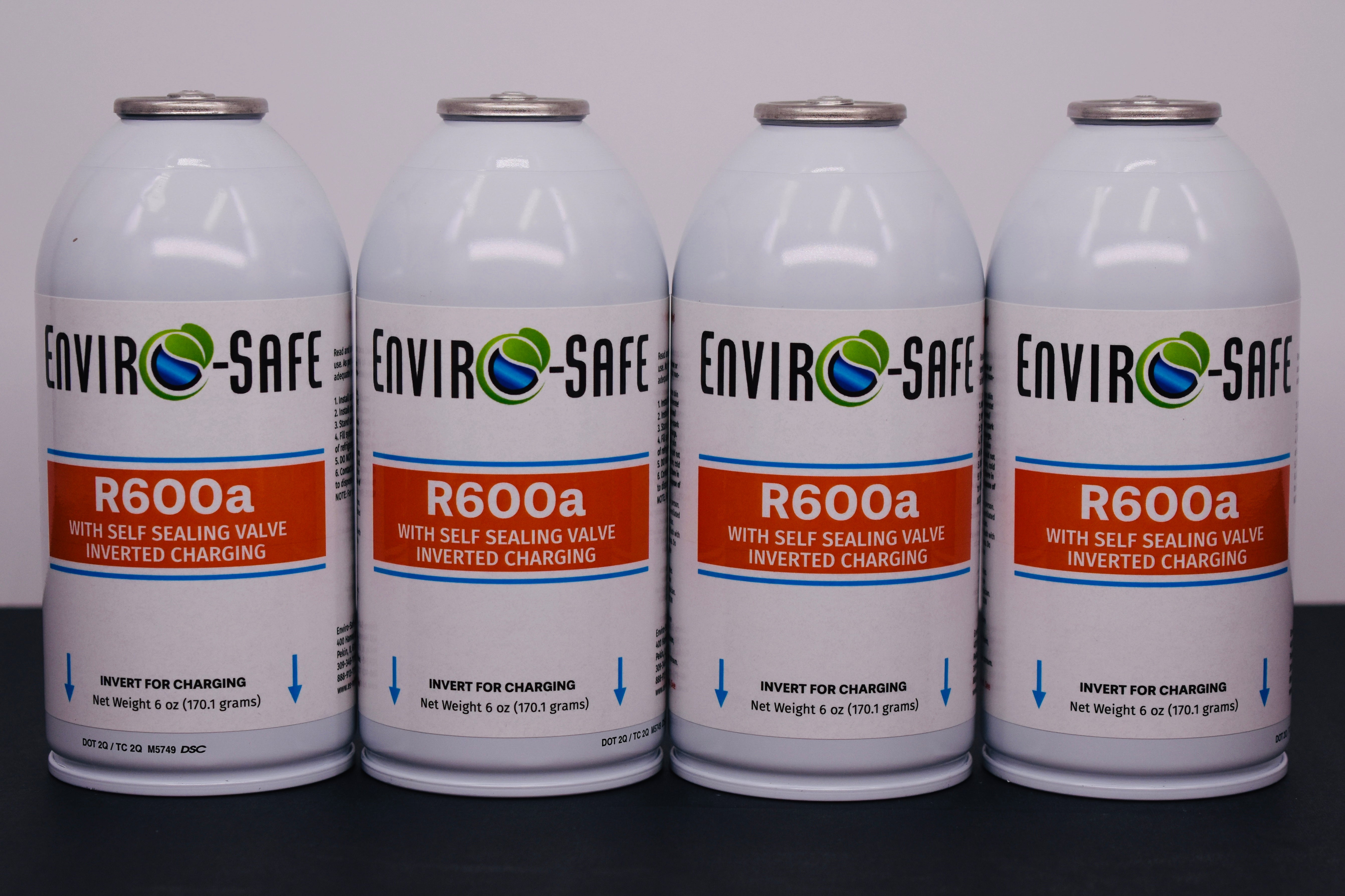 R600a Inverted Self-Sealing Valve Refrigerant – 4 Can Pack (6oz Each)