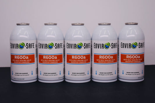 R600a Inverted Self-Sealing Valve Refrigerant – 5 Can Pack (6oz Each)