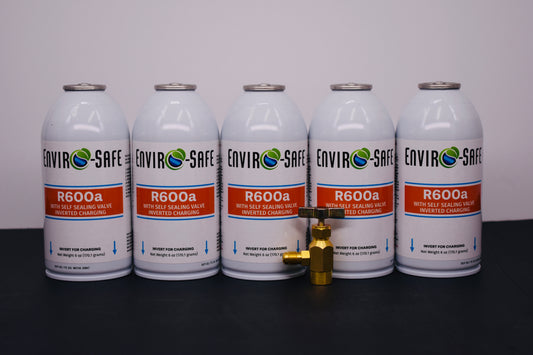 R600a Inverted Self-Sealing Valve Refrigerant – 5 Can Pack (6oz Each)