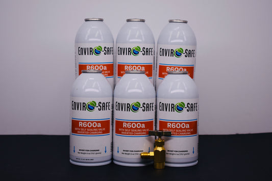 R600a Inverted Self-Sealing Valve Refrigerant – 6 Can Pack (6oz Each)