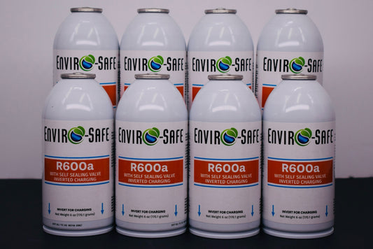 R600a Inverted Self-Sealing Valve Refrigerant – 8 Can Pack (6oz Each)