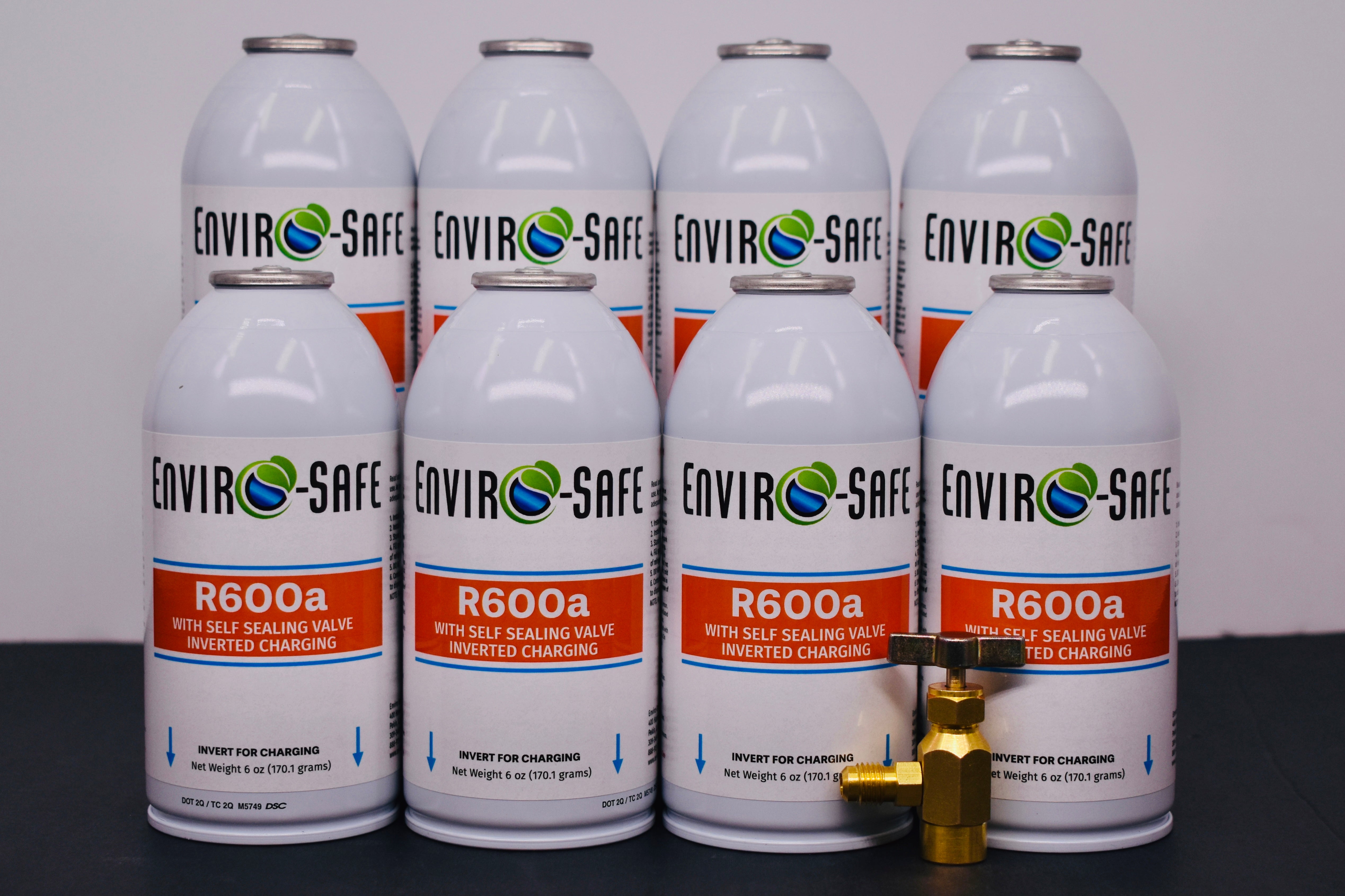 R600a Inverted Self-Sealing Valve Refrigerant – 8 Can Pack (6oz Each)