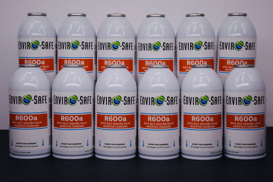 R600a Inverted Self-Sealing Valve Refrigerant – 12 Can Pack (6oz Each)
