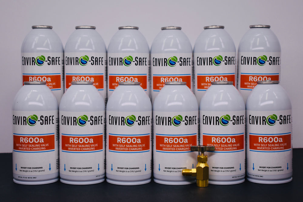 R600a Inverted Self-Sealing Valve Refrigerant – 12 Can Pack (6oz Each)