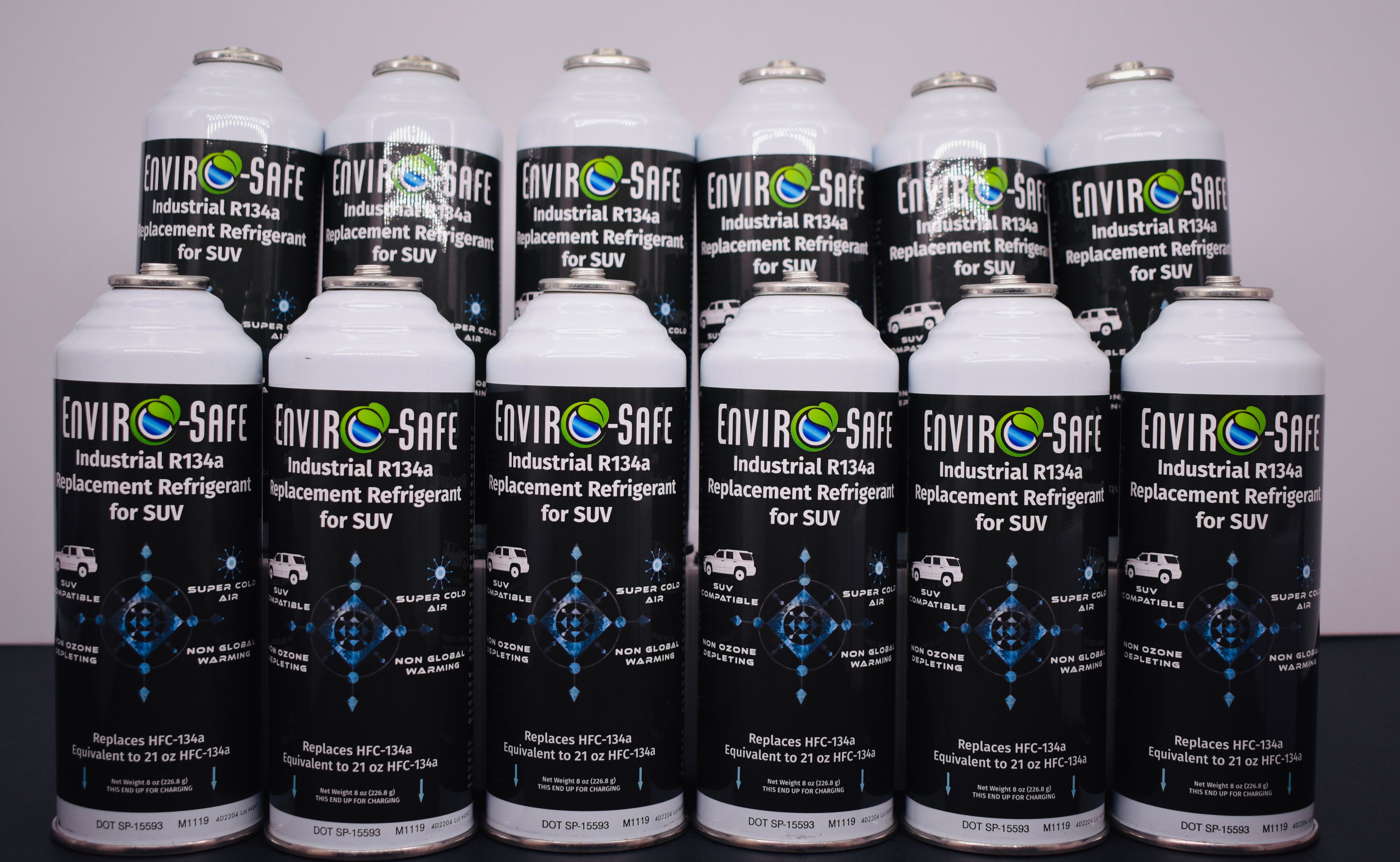 Industrial SUV 12 Cans x 8oz R134a Replacement | EPA Approved Hydrocarbon Refrigerant | For Large A/C Systems