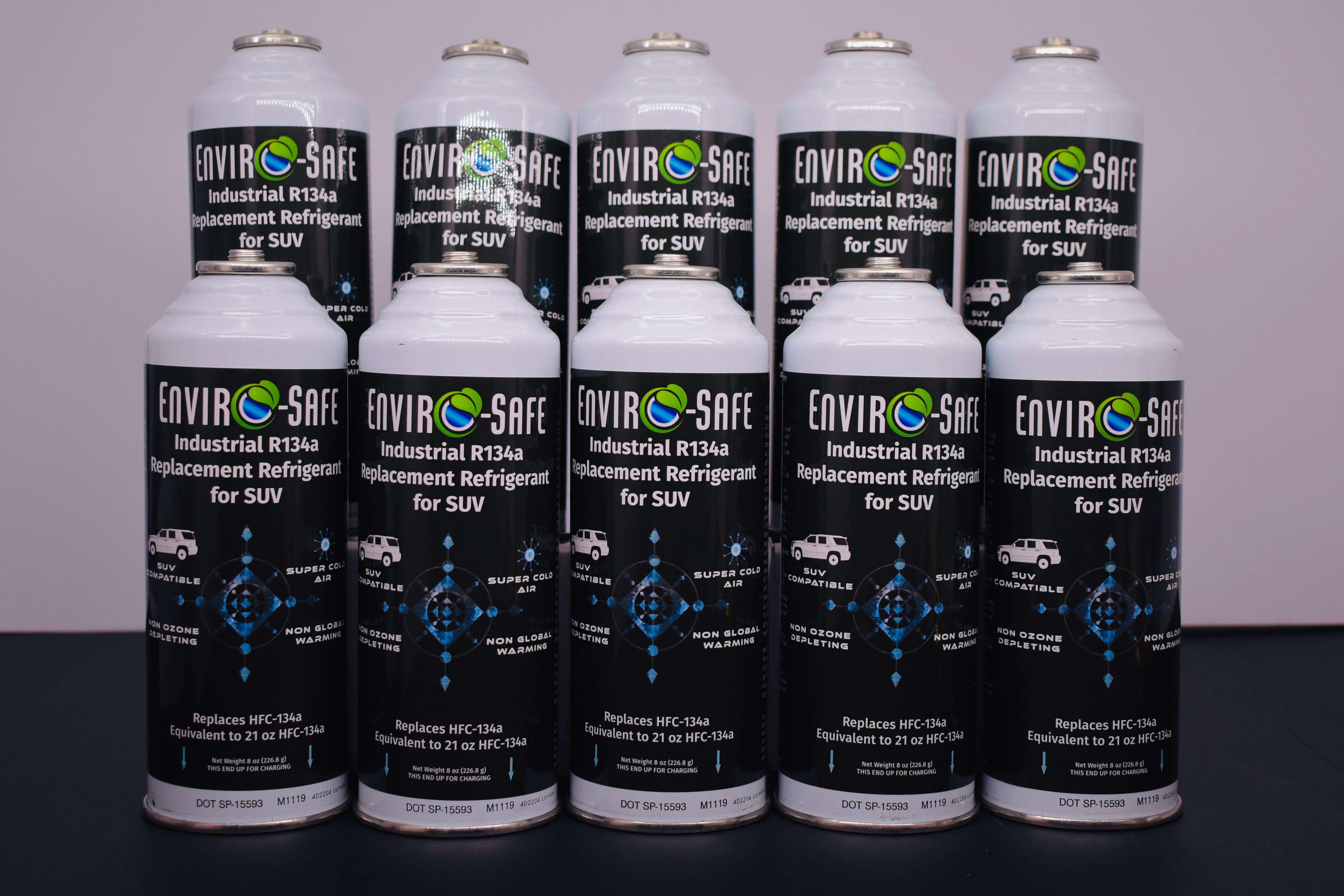 Industrial SUV 10 Cans x 8oz R134a Replacement | EPA Approved Hydrocarbon Refrigerant | For Large A/C Systems